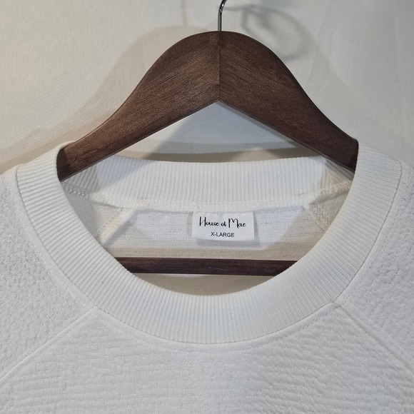 House of Mae Textured Crewneck Sweatshirt Everyday Lounge White XLarge - Picture 3 of 7